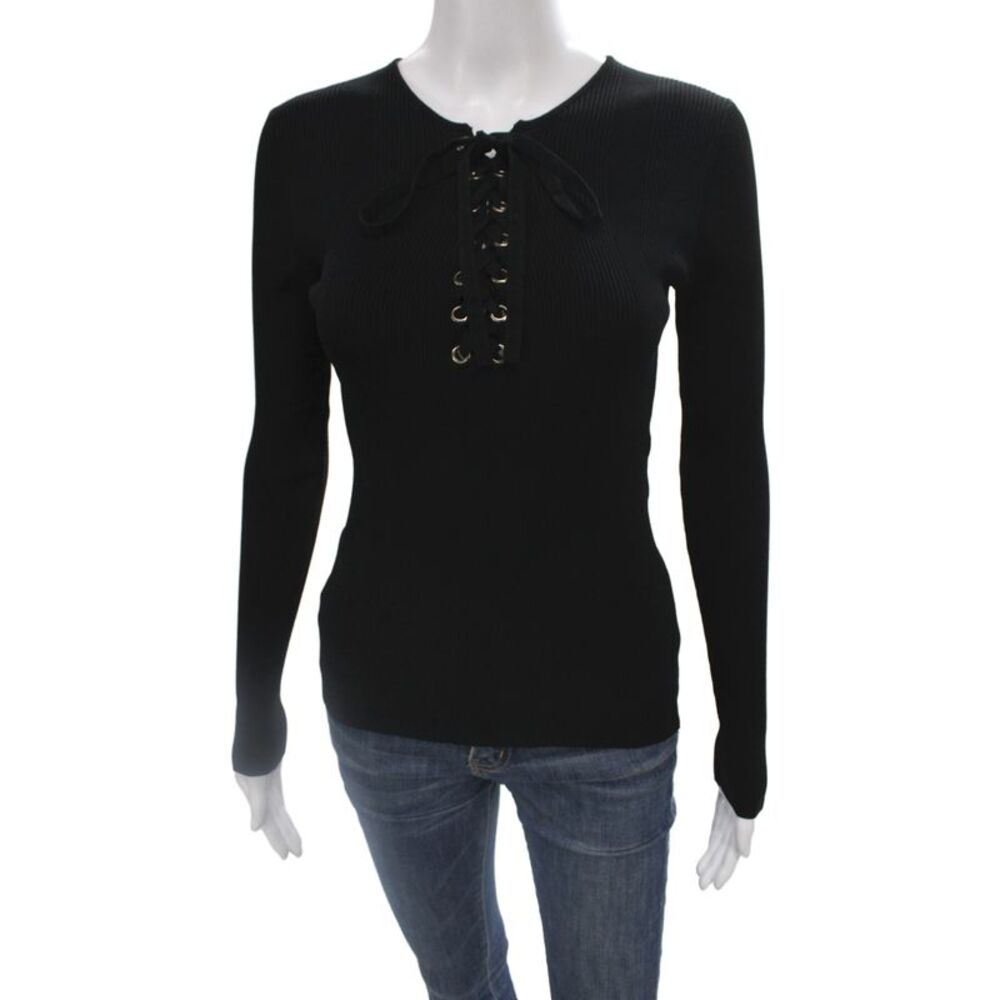 Maje Women Basic Black Long Sleeve Top Size 2